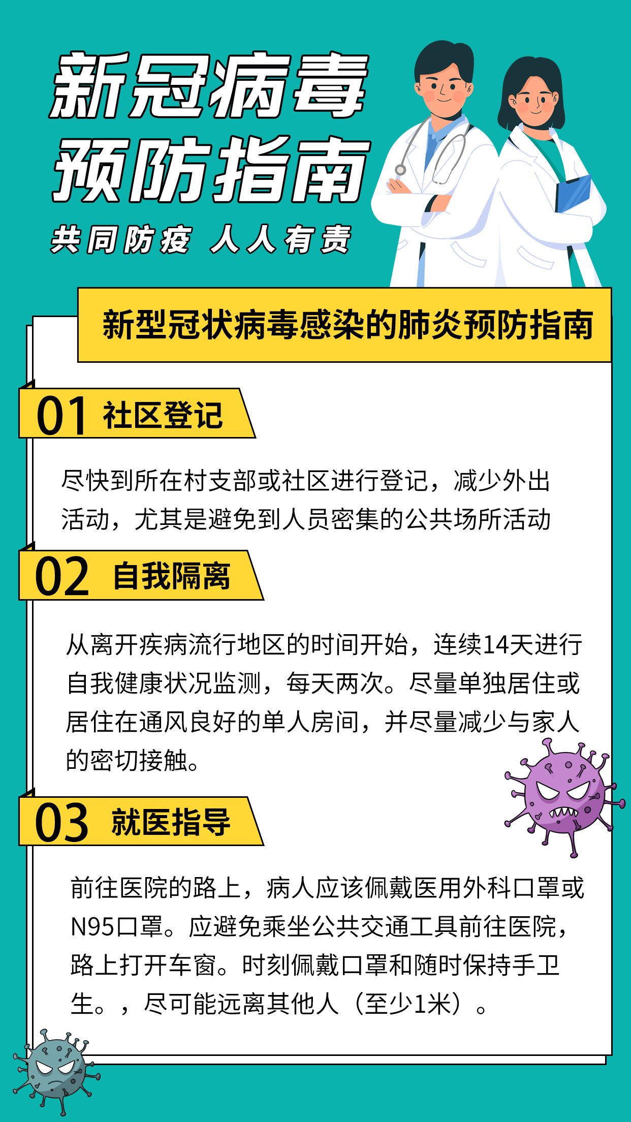 新冠病毒预防指南宣传海报